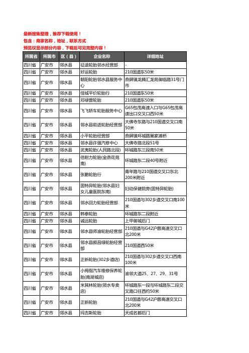 新版四川省广安市邻水县汽车轮胎企业公司商家户名录单联系方式地址大全31家