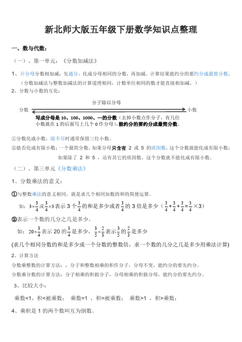 (完整版)新北师大版五年级下册数学知识点整理