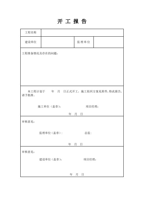 工程开工报告模板【范本模板】