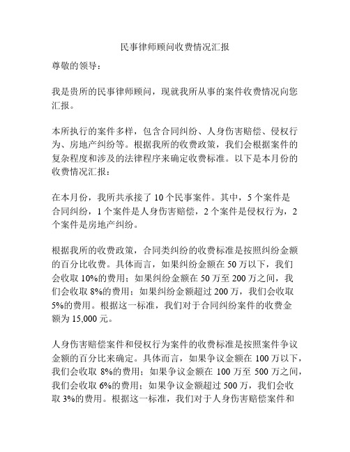 民事律师顾问收费情况汇报