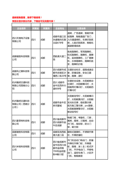 新版四川省成都路障工商企业公司商家名录名单联系方式大全32家