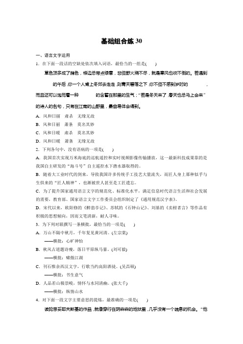 高考语文(江苏)一轮练习：基础突破+基础组合练30+Word版含解析.docx