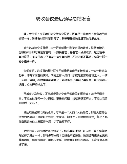 验收会议最后领导总结发言