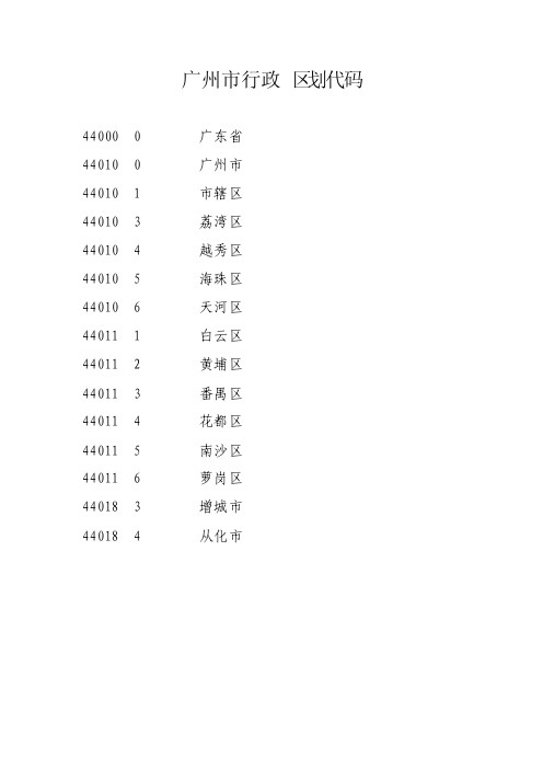 广州市行政区划代码