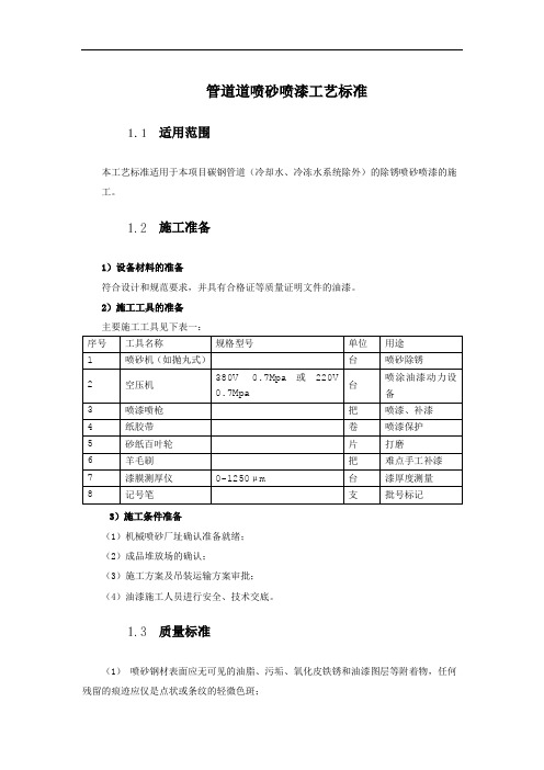 管道道喷砂喷漆工艺标准