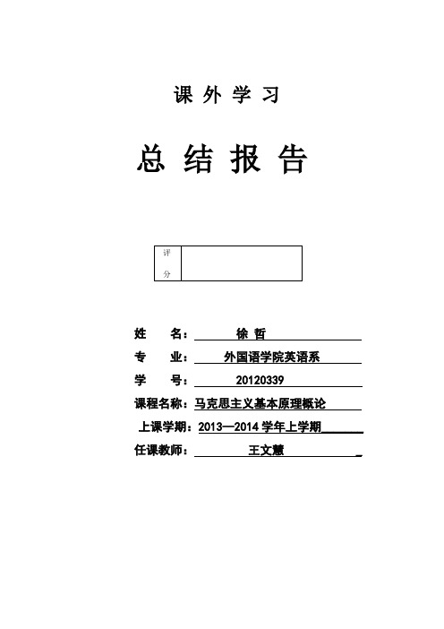 大学马克思主义基本原理及概述 结课作业