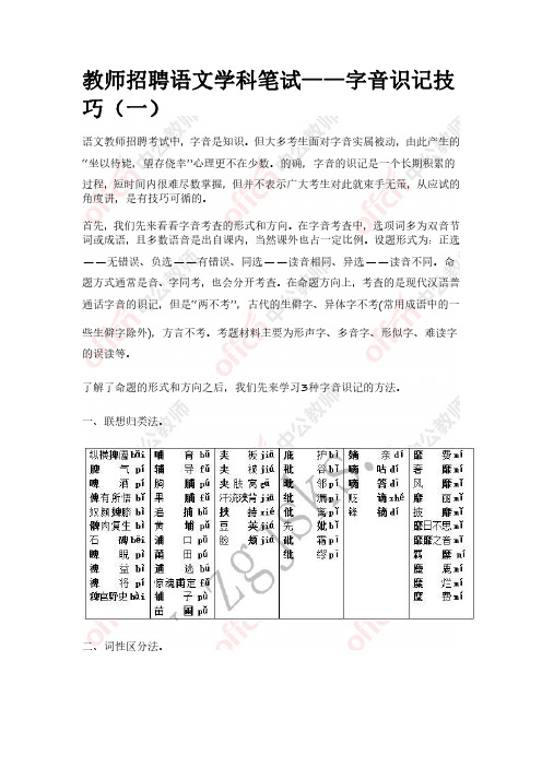 教师招聘语文学科笔试——字音识记技巧(一)