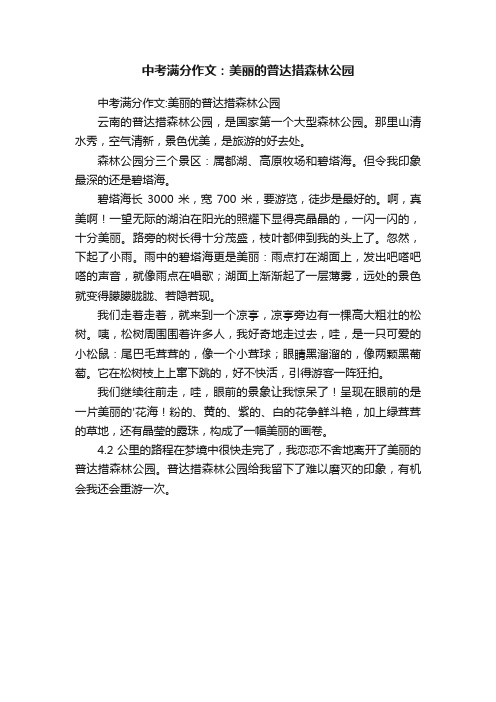 中考满分作文：美丽的普达措森林公园