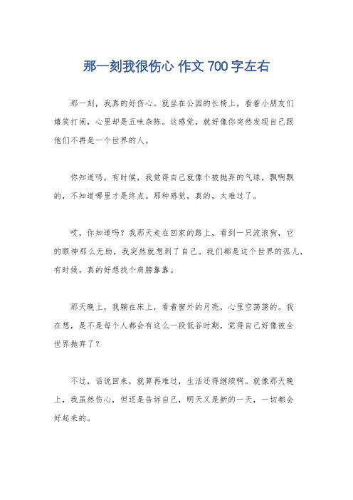 那一刻我很伤心 作文700字左右