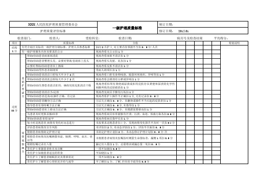 一级护理质量评价标准