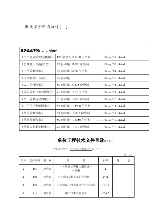 单位工程质量评定表与记录表