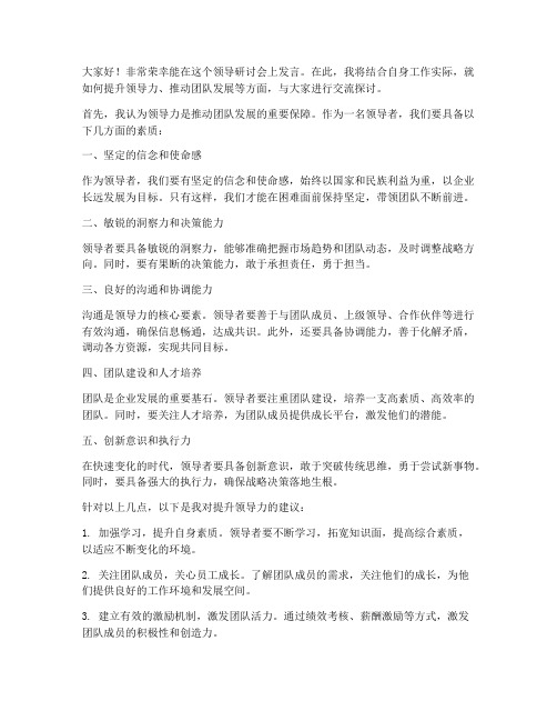 领导研讨会发言稿全文范文