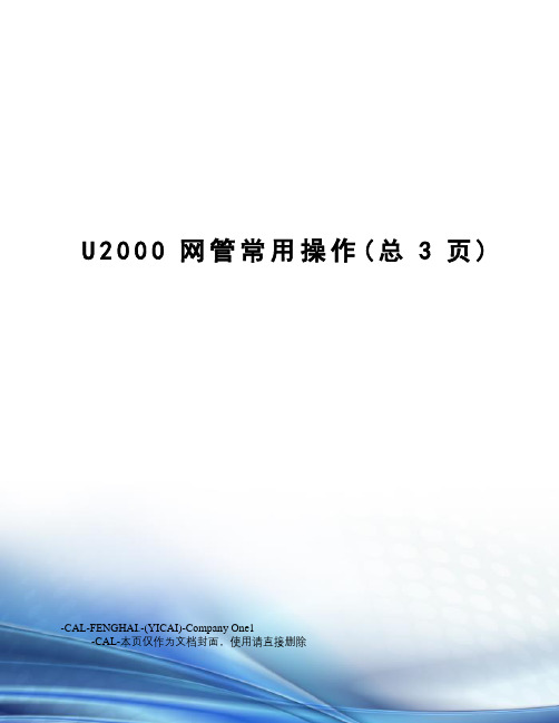 U2000网管常用操作