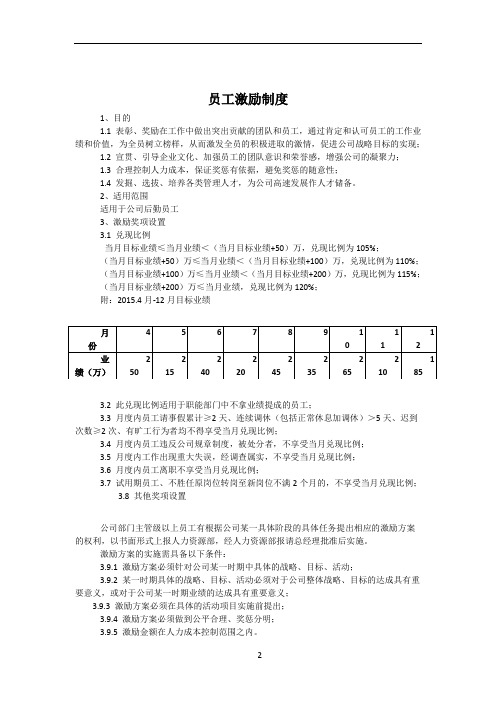 后勤人员激励制度