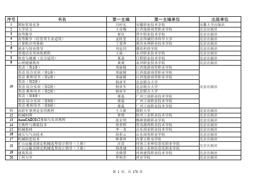 第一批“十二五”职业教育国家规划教材书目