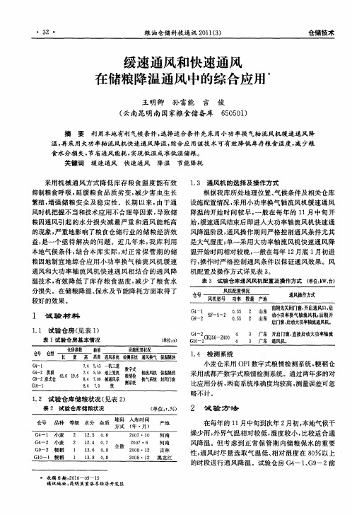 缓速通风和快速通风在储粮降温通风中的综合应用