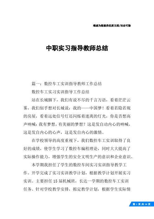 中职实习指导教师总结