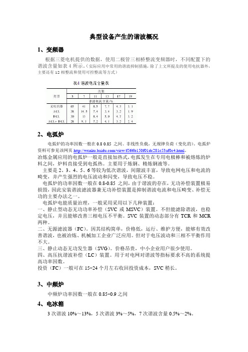 常见谐波源谐波含量