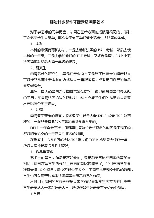 满足什么条件才能去法国学艺术