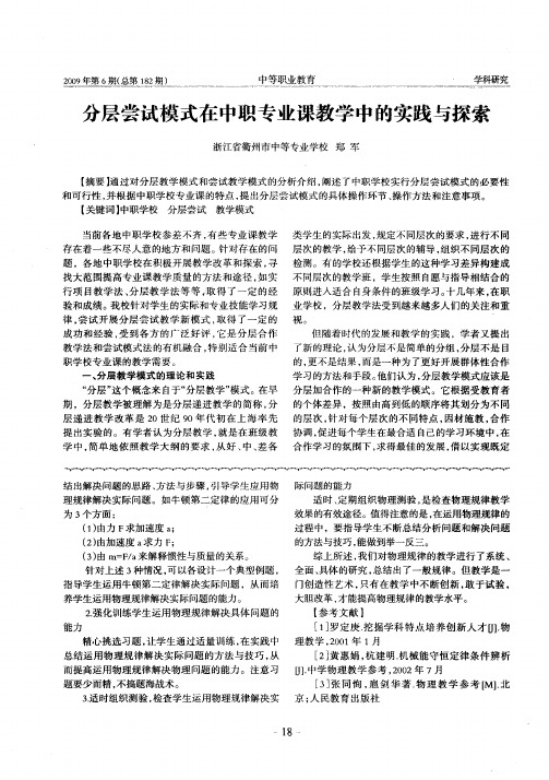 分层尝试模式在中职专业课教学中的实践与探索