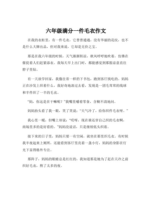 六年级满分一件毛衣作文