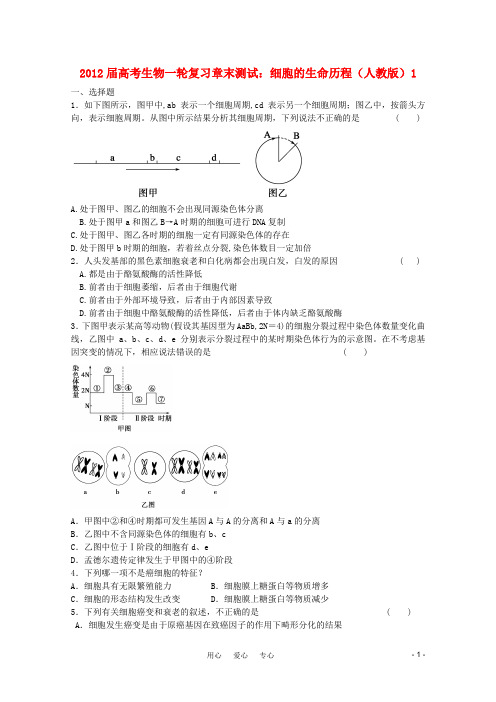 2012届高考生物一轮复习 细胞的生命历程章末测试1 新人教版