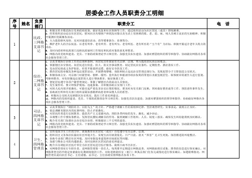 居委会工作人员职责分工明细