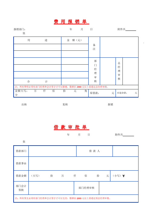 费用报销单-表格