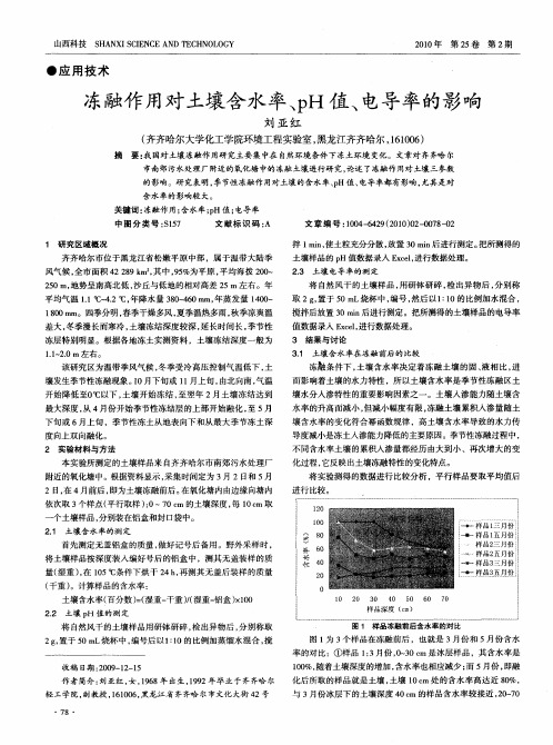 冻融作用对土壤含水率、pH值、电导率的影响