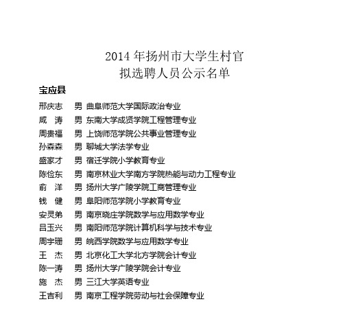 2014年扬州市大学生村官