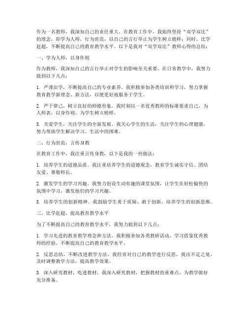 双学双比教师心得体会