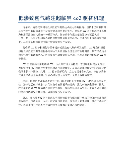 低渗致密气藏注超临界co2驱替机理