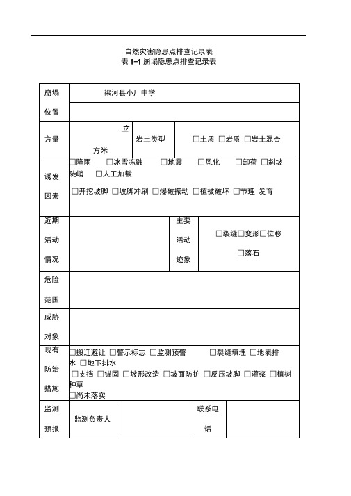 自然灾害隐患点排查记录表