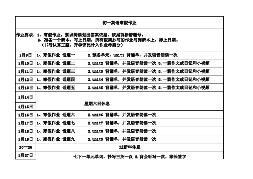 初一下人教版英语寒假作业布置详细