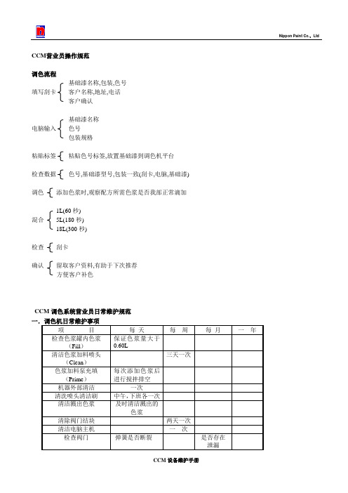 CCM调色机操作规范