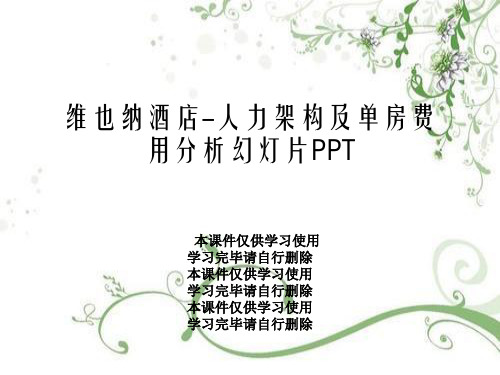 维也纳酒店-人力架构及单房费用分析幻灯片PPT