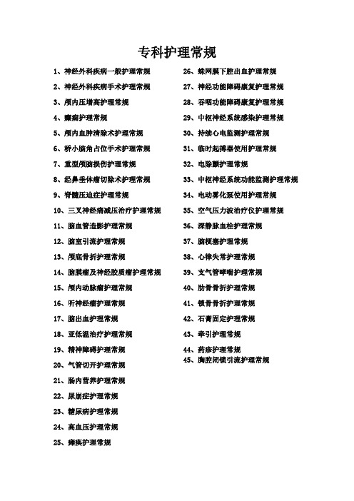 神经外科专科护理常规【精选】