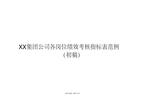 公司各岗位绩效考核指标表