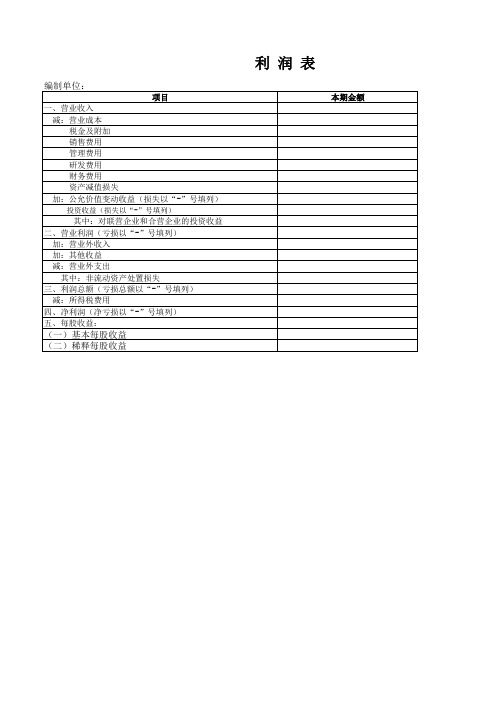 新会计准则利润表