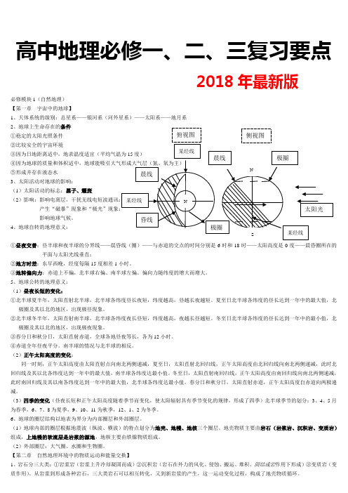 2018年最新版高中地理会考知识点总结全