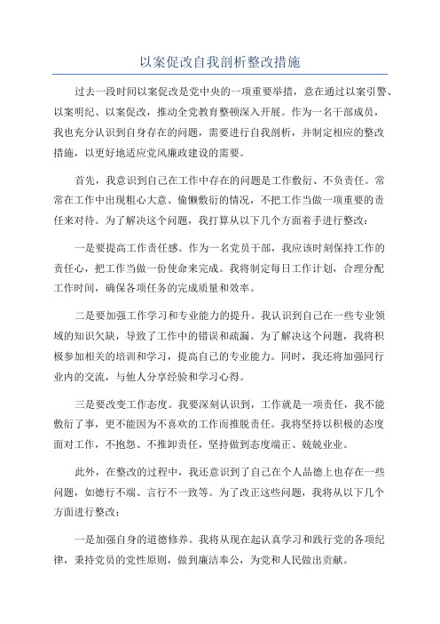 以案促改自我剖析整改措施