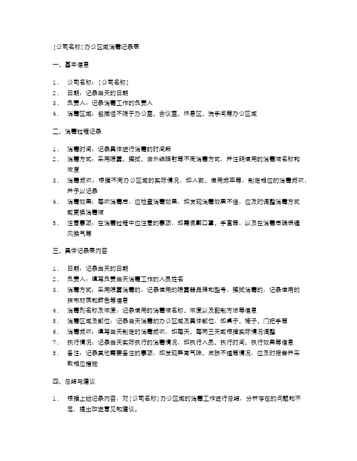 [公司名称]办公区域消毒记录表