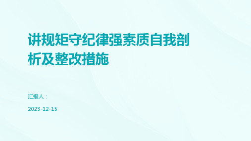 讲规矩守纪律强素质自我剖析及整改措施