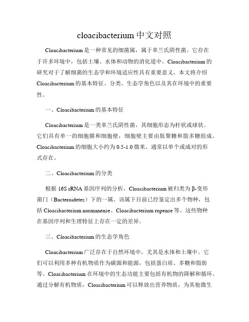 cloacibacterium中文对照