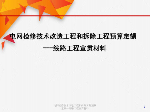 电网检修技术改造工程与拆除工程预算定额--线路工程宣贯材料