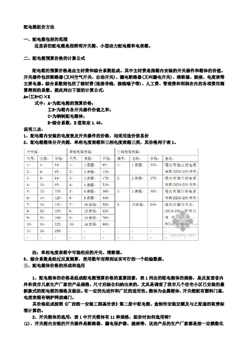 配电箱组价方法