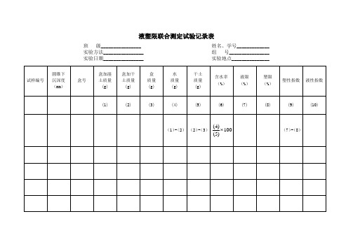 2016-2017年土力学界限含水率实验记录表(总结)