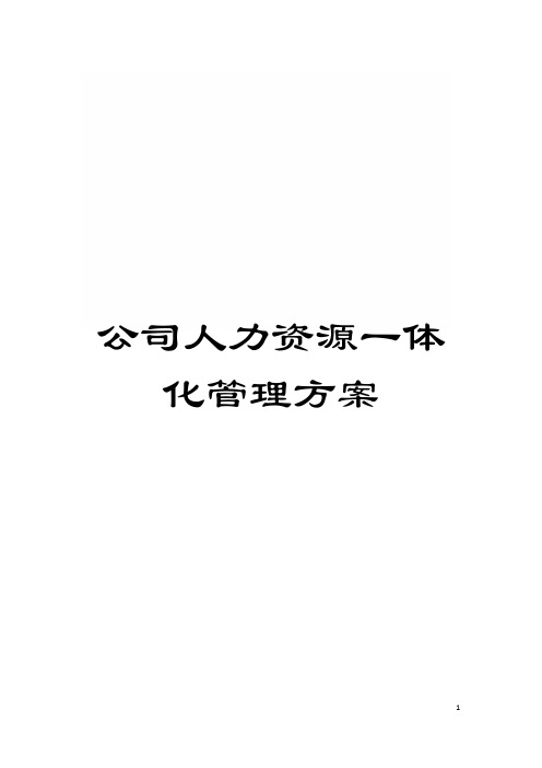 公司人力资源一体化管理方案