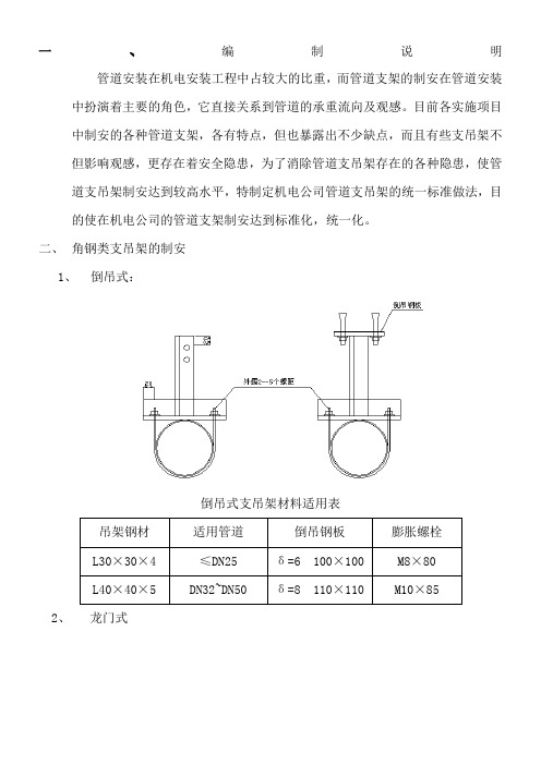 管道支架制作安装一般适用标准