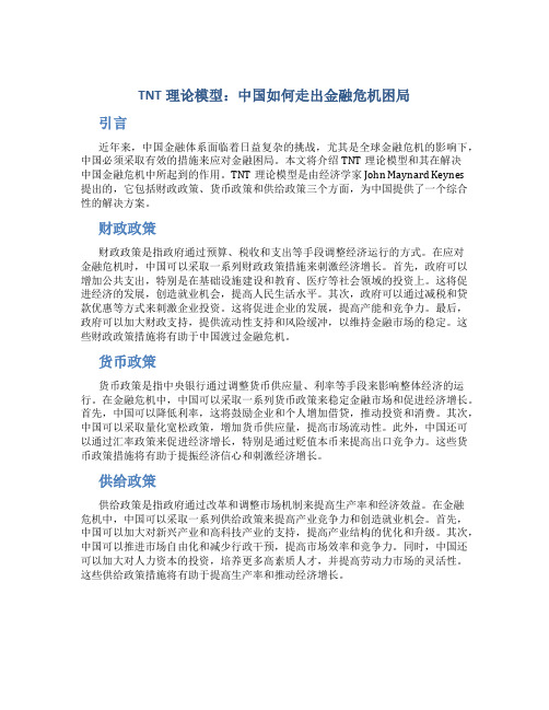 应用TNT理论模型论中国如何走出金融危机困局